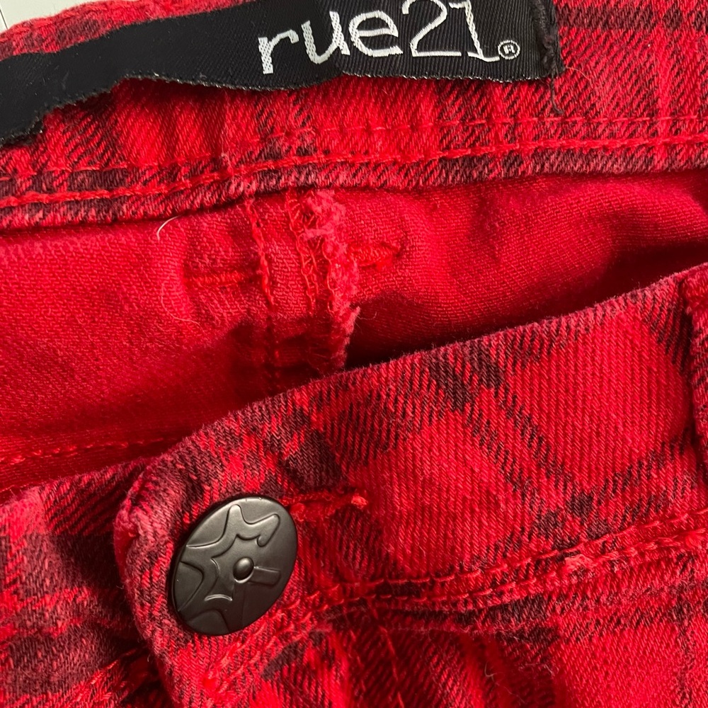 Rue21 Red Plaid Pants Size 5/6 Cute Zippered‎ Pockets - Picture 7 of 9